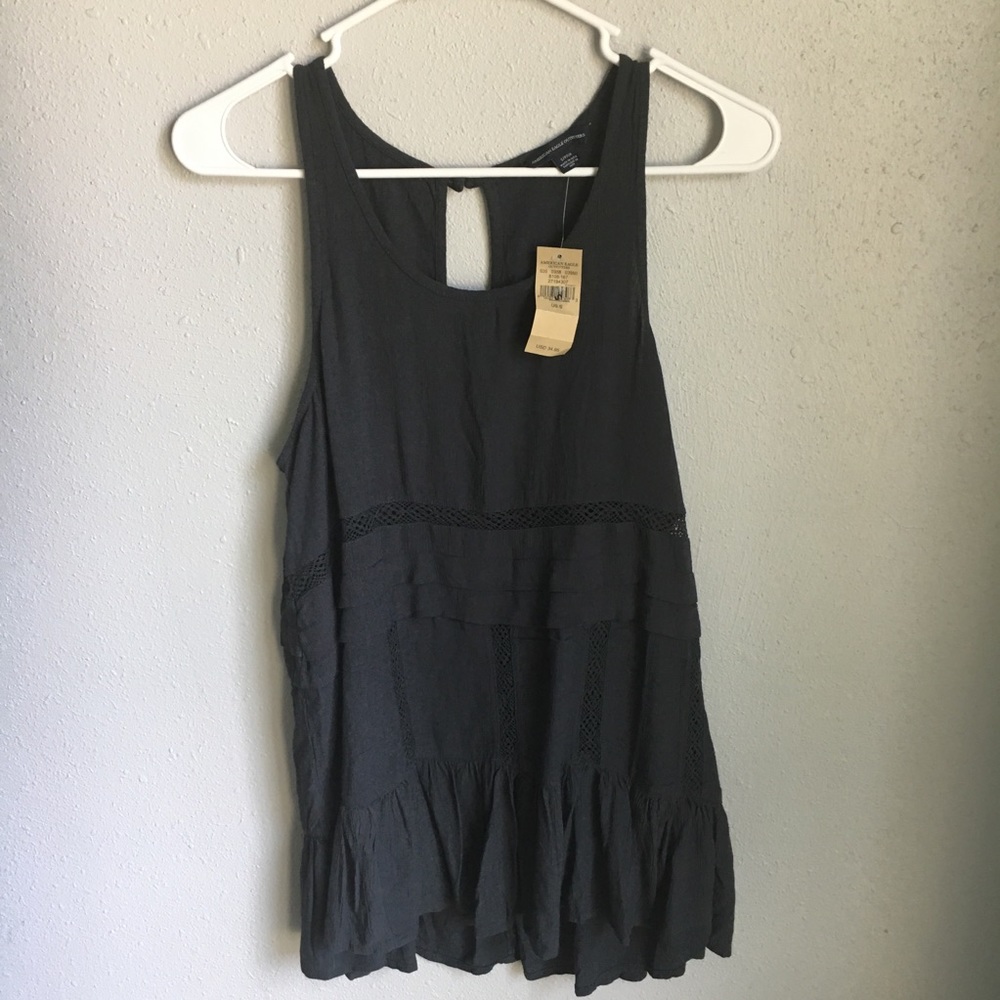 American Eagle Gray Flowy Tank